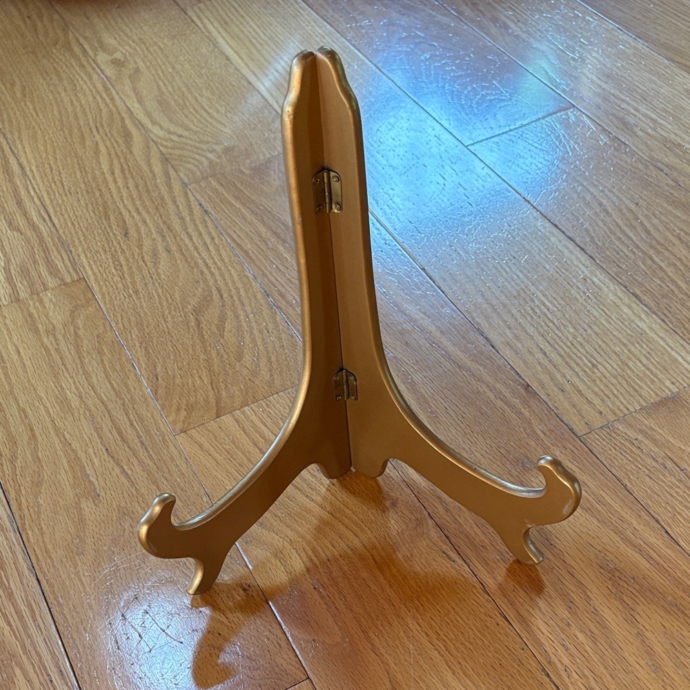Gold wooden Display Easel Stand large size for photo or art work cookbook folds